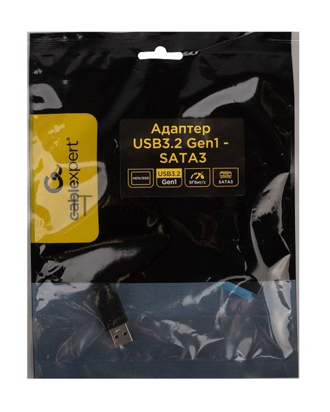 Адаптер USB3.2 Gen1 на SATA 2.5"/3.5" HDD/SSD Cablexpert A-USB3-SATA3-3.5, доп. питание 12V/2A, Sata3, 5 Гбит/с, длина 0.4м, пакет