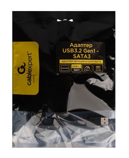 Адаптер USB3.2 Gen1 на SATA 2.5" HDD/SSD Cablexpert A-USB3-SATA3-2.5, Sata3, 5 Гбит/с, 0.3м, пакет