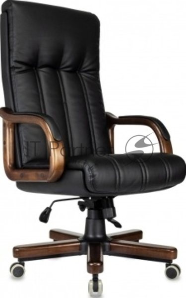 Кресло руководителя Бюрократ T-9932Walnut черный, эко.кожа, крестов. металл/дерево