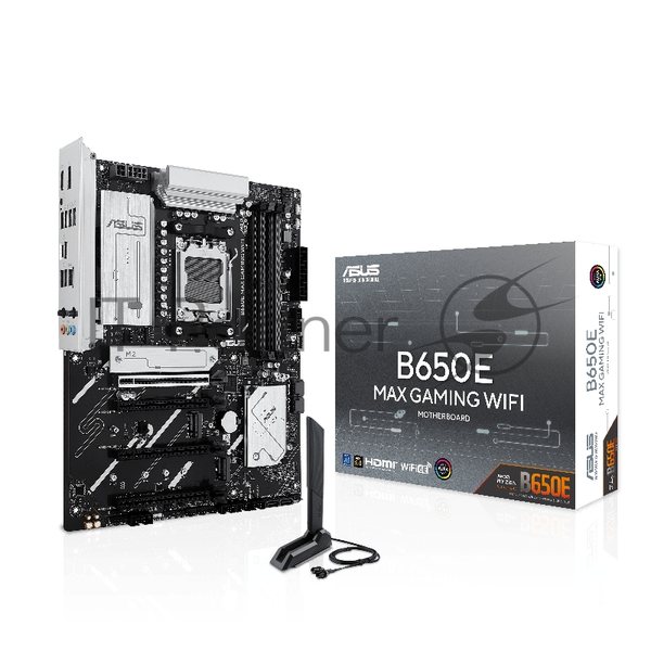 Материнская плата ASUS B650E MAX GAMING WIFI, AM5, AMD B650, 4xDDR5, 4xSATA, 3xM.2, 1xPCIe 5.0 x16, 1xPCIe 4.0 x16, 2xPCIe 3.0 x1, 1xDP, 1xHDMI, 1x2.5Gb LAN, Wi-Fi 6E, Bluetooth 5.3, 4xUSB-A 10Gbps, 1xUSB-C 10Gbps, 2xUSB-A 5Gbps, 2xUSB-A 2.0, 3x3.5 мм, 7.1, ATX