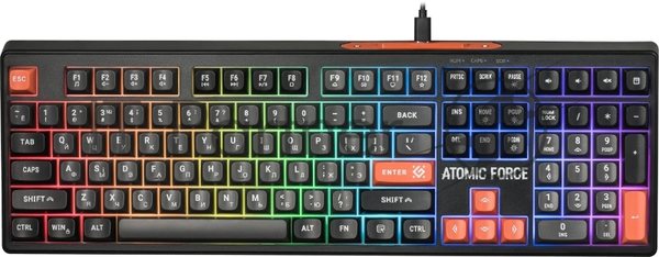 Клавиатура проводная игровая Defender Atomic Force GK-005 RU,чер/сер,108кн+FN,радуж,1.5м