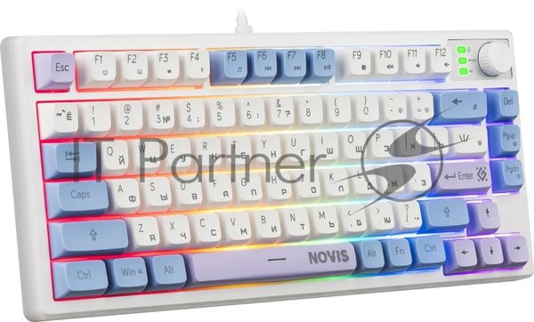 Клавиатура проводная игровая Defender Novis GK-318 RU,бел/гол,80кн+FN,радуж,1.5м