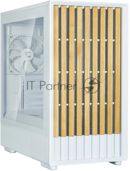 Компьютерный корпус Zalman P10 NAMU, MATX, белый, WINDOW, FRONT COVER WALNUT, 2x3.5", 3x2.5", 1xUSB TYPE-C, 1xUSB 3.0, FRONT 2x120мм, REAR 1x120мм ARGB