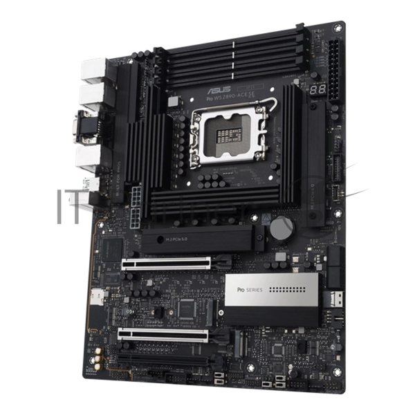 Материнская плата ASUS PRO WS Z890-ACE SE, LGA1851, Intel Z890, 4xDDR5, 4xM.2, 8xSATA, 2xPCIe 5.0 x16, 1xPCIe 4.0 x4, 1xHDMI, 1xThunderbolt 4 (USB-C), 1xVGA, 1x10Gb LAN, 1x2.5Gb LAN, 6xUSB-A 10Gbps, 1xUSB-C 20Gbps, 2x3.5 мм аудио, 7.1, ATX