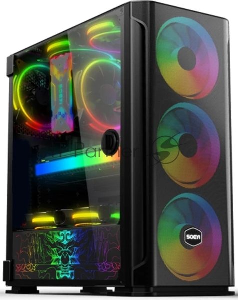 Компьютерный корпус SOEYI "AX1-B10 SOEYI ATX case with черный coating front panel with flat small mesh, without"