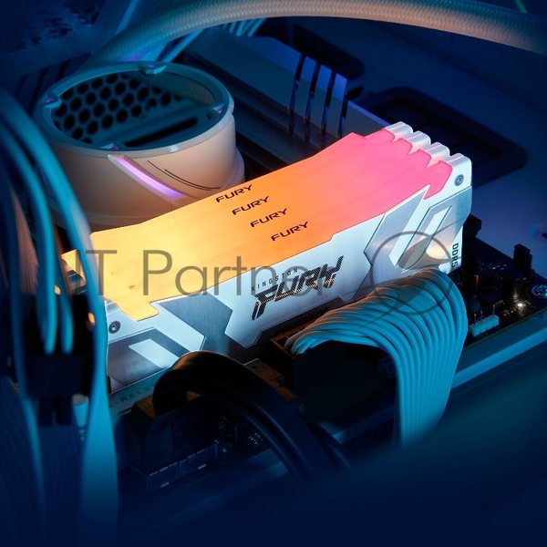 Оперативная память Kingston Fury Renegade, DDR5, 64Gb (2x32Gb), 6400MHz, CL32, DIMM, радиатор, RGB, белый