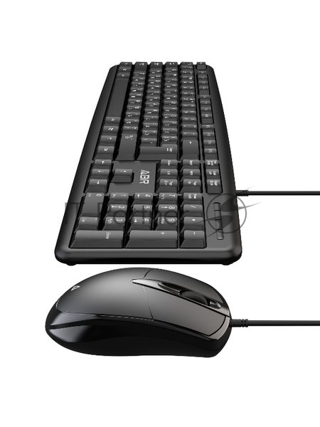 Комплект клавиатура и мышь ABR KM600 черный, интерфейс USB, проводной, RU/EN
