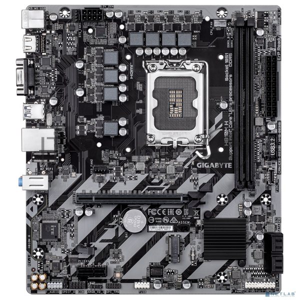 Материнская плата Gigabyte H810M H, LGA1851, Intel H810, 2xDDR5, 4xSATA, 1xM.2, 1xPCIe 4.0 x16, 1xPCIe 3.0 x1, 1xHDMI, 1xD-Sub, 1x1Gb LAN, 1xUSB-C 5Gbps, 4xUSB-A 5Gbps, 7xUSB-A 2.0, 3x3.5 мм, 7.1, mATX