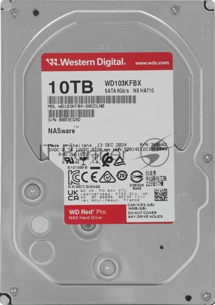Жесткий диск Western Digital SATA-III 10Tb WD103KFBX Red Pro (7200rpm) 512Mb 3.5"