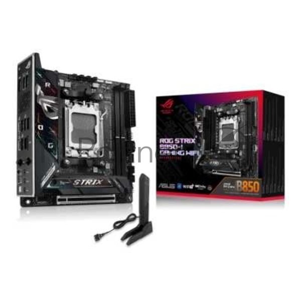 Материнская плата ASUS ROG STRIX B850-I GAMING WIFI, AM5, AMD B850, 2xDDR5, 2xM.2, 2xSATA, PCIe 4.0 x16, 1xHDMI, 1xUSB Type-C, 1x2.5Gb LAN, Wi-Fi 7, Bluetooth 5.4, 5xUSB-A 10Gbps, 1xUSB-C 20Gbps, 2xUSB-A 2.0, 3x3.5 мм, S/PDIF, 7.1, Mini-ITX