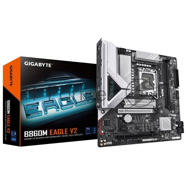 Материнская плата Gigabyte B860M EAGLE V2, LGA1851, Intel B860, 2xDDR5, 4xSATA, 2xM.2, 1xPCIe 5.0 x16, 1xPCIe 4.0 x4, 1xDP, 1xHDMI, 1x2.5Gb LAN, 3xUSB-A 5Gbps, 7xUSB-A 2.0, 1xUSB-C 5Gbps, 3x3.5 мм, 7.1, mATX