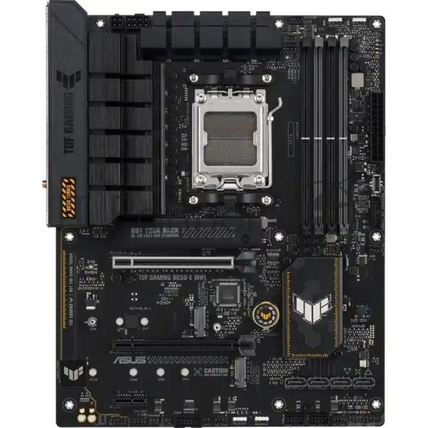 Материнская плата ASUS TUF GAMING B650E-PLUS WIFI, AM5, AMD B650, 4xDDR5, 4xSATA, 3xM.2, 1xPCIe 5.0 x16, 1xPCIe 4.0 x4, 2xPCIe 4.0 x1, 1xDisplayPort, 1xHDMI, 1x2.5Gb LAN, Wi-Fi 6E, Bluetooth 5.3, 1xUSB-C 20Gbps, 3xUSB-A 10Gbps, 6xUSB-A 2.0, 5x3.5 мм, 7.1, ATX