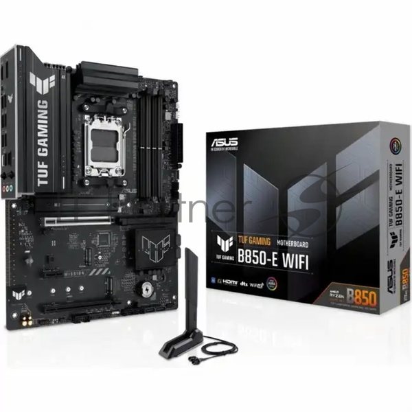 Материнская плата ASUS TUF Gaming B850-E WiFi, AM5, AMD B850, 4xDDR5, 4xSATA, 3xM.2, 1xPCIe 5.0 x16, 1xPCIe 4.0 x16, 1xPCIe x1, 1xDP, 1xHDMI, 2xUSB-C (1x10Gbps, 1x20Gbps), 3xUSB-A 5Gbps, 3xUSB-A 2.0, 1x2.5Gb LAN, Wi-Fi 6E, Bluetooth 5.3, 3x3.5 мм, 7.1, ATX