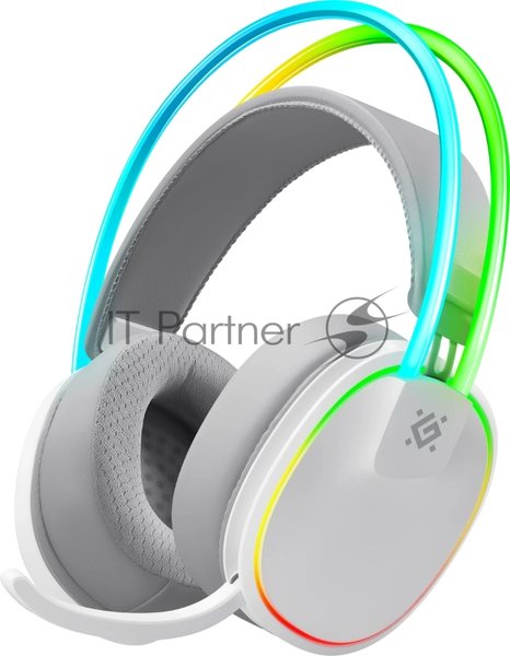 Гарнитура Defender Tsunami белый, беспроводная + проводная, Bluetooth / USB, до 40 ч, подсветка