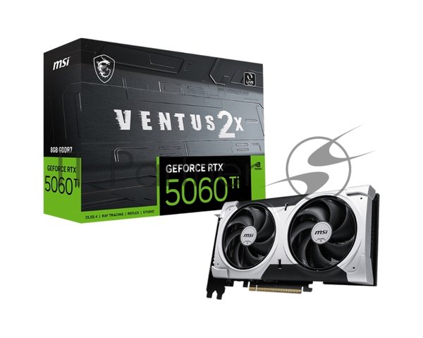 Видеокарта MSI RTX 5060 TI 8G VENTUS 2X PLUS, NVIDIA RTX 5060 Ti, 8 ГБ GDDR7, 128 бит, PCI-e 5.0, 1xHDMI, 3xDP, 2587 МГц
