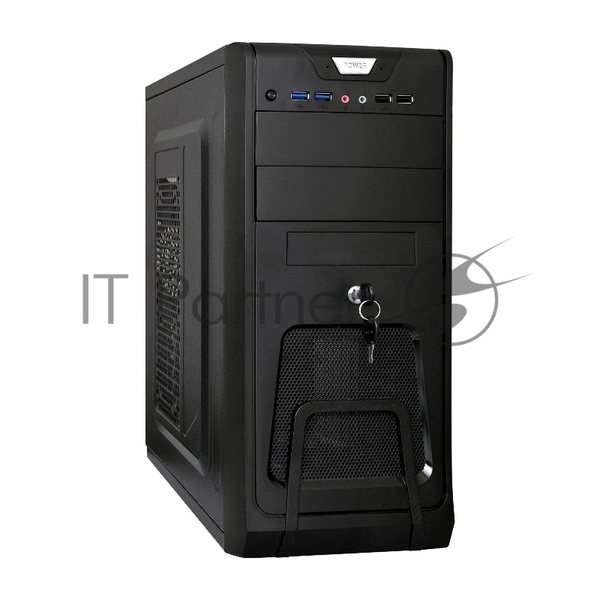 Компьютерный корпус Miditower ExeGate CP-603UB-UNS500 (ATX, БП UNS500 с вент. 12см, 2хUSB, аудио, черный)