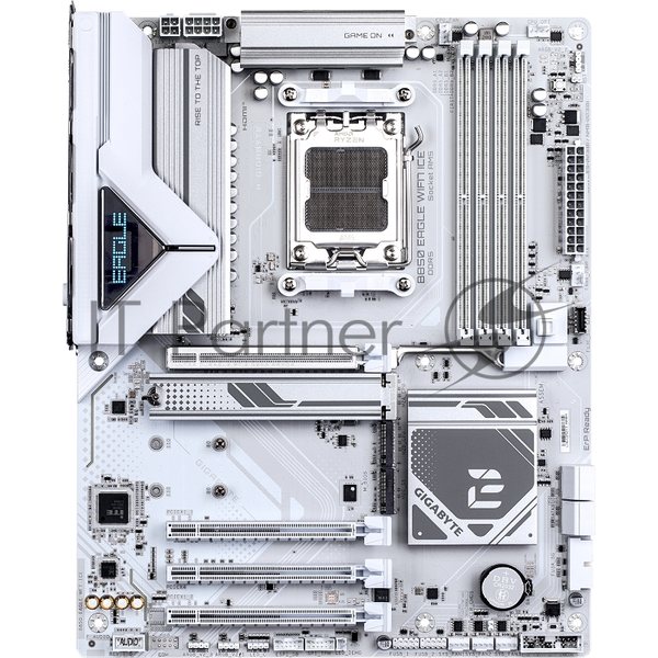 Материнская плата Gigabyte B850 EAGLE WIFI7 ICE, AM5, AMD B850, 4xDDR5, 4xSATA, 3xM.2, 1xPCIe 5.0 x16, 1xPCIe 4.0 x4, 2xPCIe 3.0 x1, 1xDP (v1.4), 1xHDMI, 1x2.5Gb LAN, Wi-Fi 7, Bluetooth 5.4, 1xUSB-C 5Gbps, 2xUSB-A 10Gbps, 2xUSB-A 5Gbps, 4xUSB-A 2.0, 3x3.5 мм, 7.1, ATX