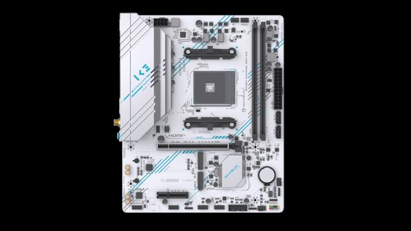 Материнская плата MAXSUN MS-B550M GAMING WIFI ICE, AM4, AMD B550, 2xDDR4, 2xSATA, 2xM.2, 1xPCIe 4.0 x16, 1xPCIe 3.0 x4, 1xHDMI, 1xDP, 1x1Gb LAN, Wi-Fi 5, Bluetooth 4.2, 2xUSB-A 5Gbps, 4xUSB-A 2.0, 3x3.5 мм, 5.1, mATX