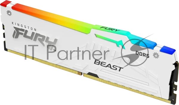 Оперативная память Kingston Fury Beast, DDR5, 16Gb (1x16 GB), 6000 MHz, CL30, радиатор, RGB, белый
