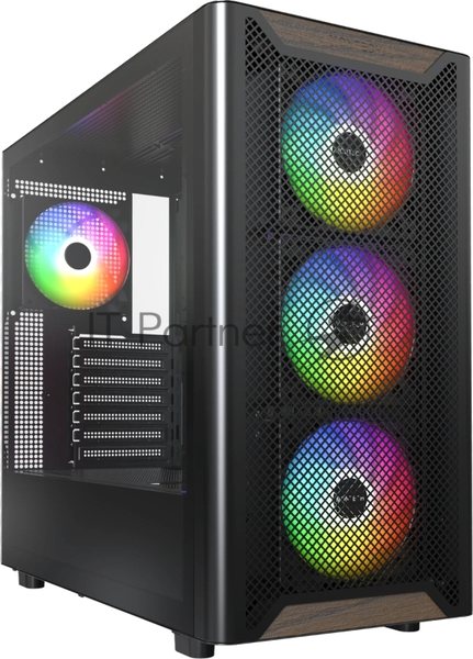 Компьютерный корпус Montech XR Wood черный без БП ATX 3x120мм 2xUSB3.0 audio bott PSU