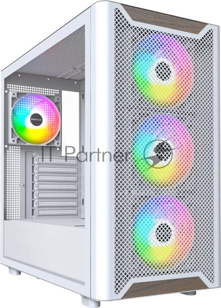 Компьютерный корпус Montech XR Wood белый без БП ATX 3x120мм 2xUSB3.0 audio bott PSU