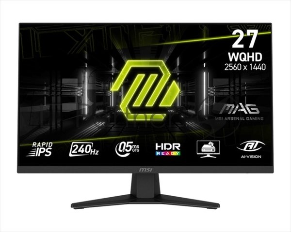 Монитор 27" MSI MAG 274QF X24 IPS 2560x1440, 240 Гц, 0.5 мс, 16:9, 250 кд/м², 2xHDMI 2.0b, DP 1.4a, 3.5 мм, FreeSync, полуматовый экран, черный