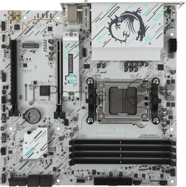 Материнская плата MSI B840M GAMING PLUS WIFI6E, AM5, AMD B840, 4xDDR5, 4xSATA, 2xM.2, 1xPCIe 4.0 x16, 1xPCIe 3.0 x4, 1xHDMI (v2.1), 1xUSB-C 10Gbps, 1xUSB-A 10Gbps, 2xUSB-A 5Gbps, 4xUSB-A 2.0, 1x2.5Gb LAN, Wi-Fi 6E, Bluetooth 5.3, 2x3.5 мм, 7.1, mATX