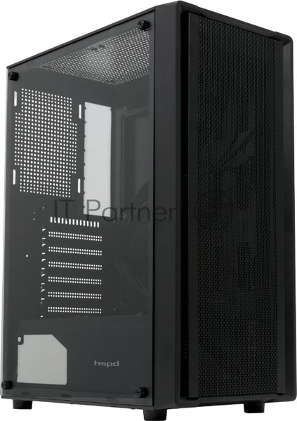 Компьютерный корпус без блока питания HSPD M530, Mesh Mid Tower, Black, TG, 0.4 SPCC, no fans ATX, mATX, mITX 155/290/200mm 2x2.5", 2x3.5", 7xPCI 1xUSB-A 3.0, 2xUSB-A 1.0 335x193x445mm