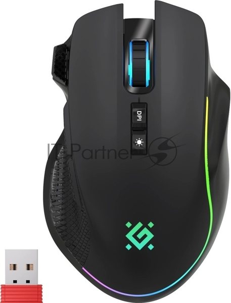 Мышь беспроводная/проводная Defender Immortal GM-421 черный, 10000 dpi, радиоканал, Bluetooth, USB, кнопки - 9