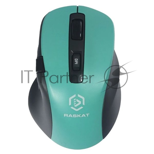 Мышь беспроводная Raskat M020W зеленый/черный, 2400 dpi, радиоканал, Bluetooth, USB, кнопки - 7