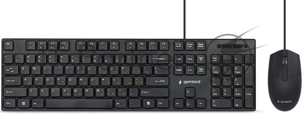 Комплект клавиатура+мышь Gembird KBS-9050L проводной, USB, 1000 DPI, чёрный