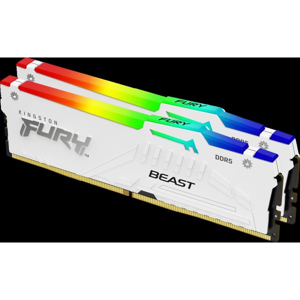 Оперативная память Kingston Fury Beast RGB, DDR5, 32GB (2x16GB), 6800 MHz, CL34, с радиатором, RGB, белый