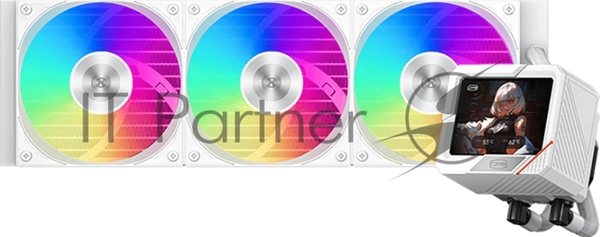 Система охлаждения PCCooler GT360 ARGb Display WH (310W, 360мм, LED temp., белый, ARGb/Fans: 3x120мм, 99CFM, 41.5dBA, 3000RPM/Pump 15dBA, 2600RPM, Rad thickness 27мм/S: 1851, 1700, 1200, 115X, AM5, AM4)