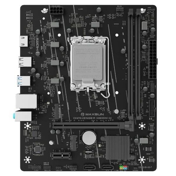 Материнская плата Maxsun Challenger H610M-H V1, LGA1700, Intel H610, 2xDDR4, 2xSATA, 1xM.2, 1xPCIe 4.0 x16, 1xPCIe 3.0 x1, 1xHDMI, 1x1Gb LAN, 2xUSB-A 5Gbps, 4xUSB-A 2.0, 2x3.5 мм, 5.1, mATX