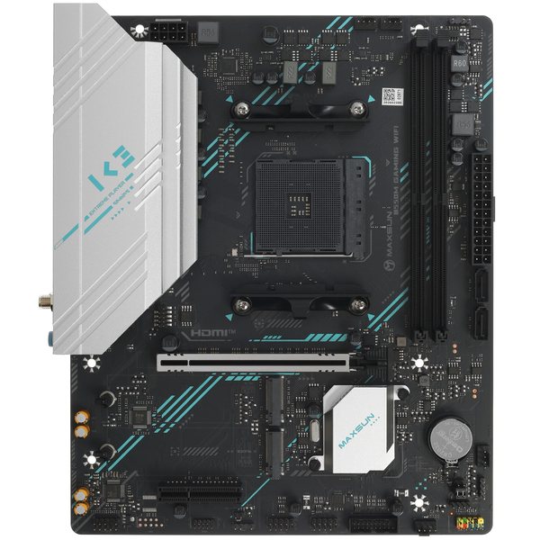 Материнская плата MAXSUN MS-B550M GAMING WIFI, AM4, AMD B550, 2xDDR4, 2xSATA 6Gb/s, 2xM.2, 1xPCIe 4.0 x16, 1xPCIe 3.0 x4, 1xPCIe 3.0 x1, 1xDisplayPort, 1xHDMI, 1x 1Gb LAN, 2xUSB 3.2 Gen 1, 4xUSB 2.0, 3x3.5 мм, 5.1, microATX