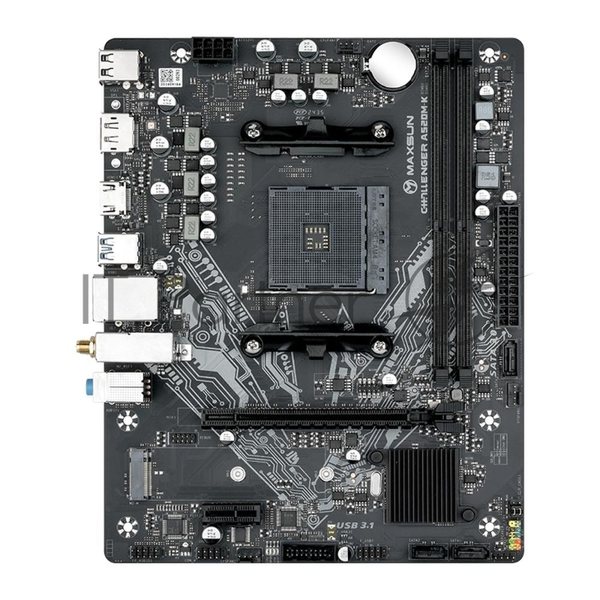 Материнская плата Maxsun MS-Challenger A520M-K WIFI, AM4, AMD A520, 2xDDR4, 3xSATA, 2xM.2, 1xPCIe 3.0 x16, 1xPCIe 3.0 x1, 1xDP, 1xHDMI, 1x1Gb LAN, Wi-Fi 5, Bluetooth 4.2, 2xUSB-A 5Gbps, 4xUSB-A 2.0, 2x3.5 мм, 5.1, mATX