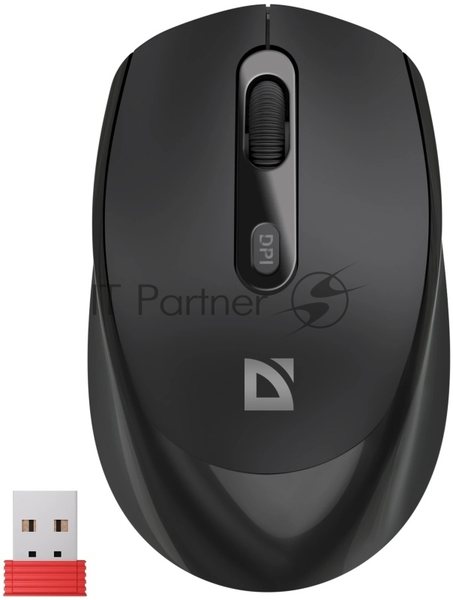 Мышь беспроводная Defender Vision MS-376 черный, 1600 dpi, радиоканал, Bluetooth, USB, кнопки - 4