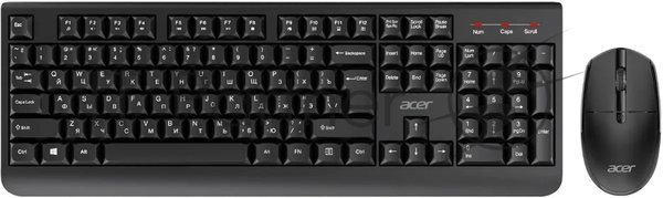Комплект клавиатура+мышь Acer OCC401 беспроводной, USB, 1600 DPI, чёрный