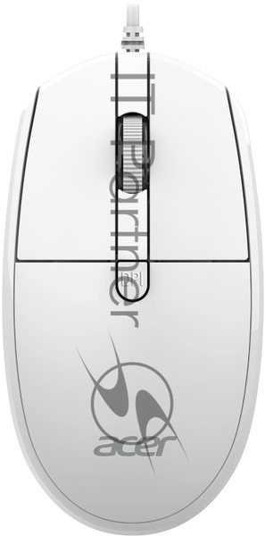 Мышь проводная Acer OMW401 белый, 2000 dpi, USB, кнопки - 4