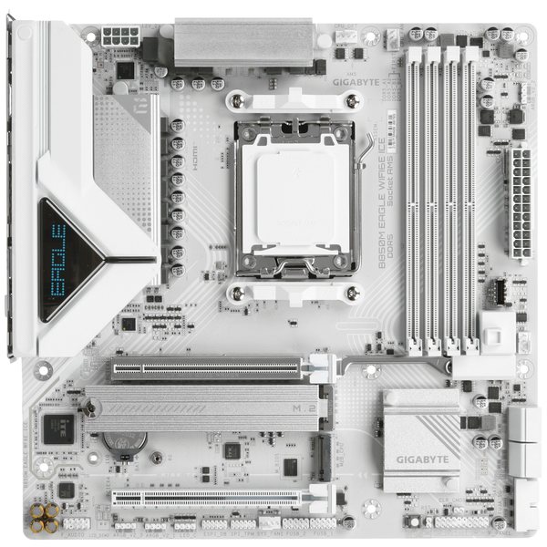 Материнская плата Gigabyte B850M EAGLE WIFI6E ICE, AM5, AMD B850, 4xDDR5, 4xSATA, 2xM.2, 1xPCIe 5.0 x16, 1xPCIe 3.0 x4, 1xHDMI, 2xDP, 1x2.5Gb LAN, Wi-Fi 6E, Bluetooth 5.3, 1xUSB-C 10Gbps, 1xUSB-A 10Gbps, 2xUSB-A 5Gbps, 4xUSB-A 2.0, 3x3.5 мм, 7.1, mATX