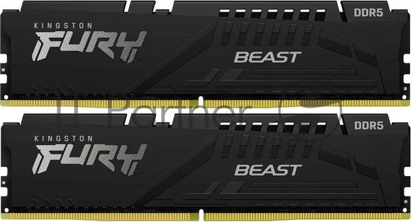 Оперативная память Kingston Fury Beast Black, DDR5, 64GB (2x32GB), 5200 MHz, CL40, с радиатором, чёрный