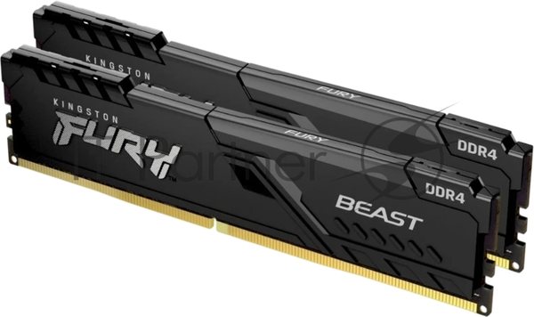 Оперативная память Kingston Fury Beast Black, DDR4, 16GB (2x8GB), 3200 MHz, CL16, с радиатором, чёрный