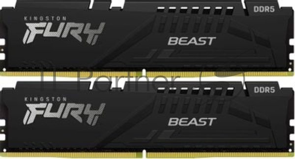 Оперативная память Kingston Fury Beast Black, DDR5, 128GB (2x64GB), 5600 MHz, CL40, с радиатором, чёрный