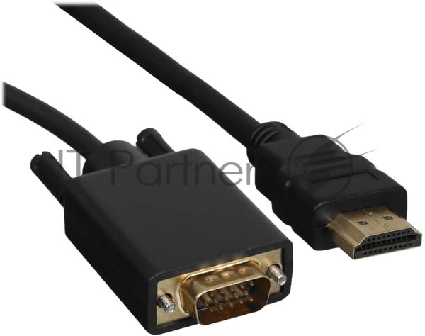 Кабель GoPower HDMI (m)-VGA (m) 1м черный Premium Zip-Lock c подвесом (1/200)