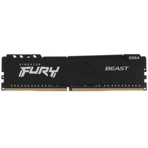 Оперативная память Kingston Fury Beast Black, DDR4, 16GB (1x16GB), 3200 MHz, CL16, с радиатором, черный