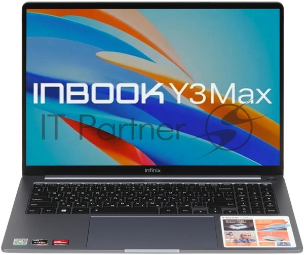 Ноутбук Infinix Inbook Y3 MAX YL61A5/16"/IPS/AMD R7 5825U/16Gb/512Gb SSD/AMD Radeon Graphics/Windows 11 Home/серый/1.78kg