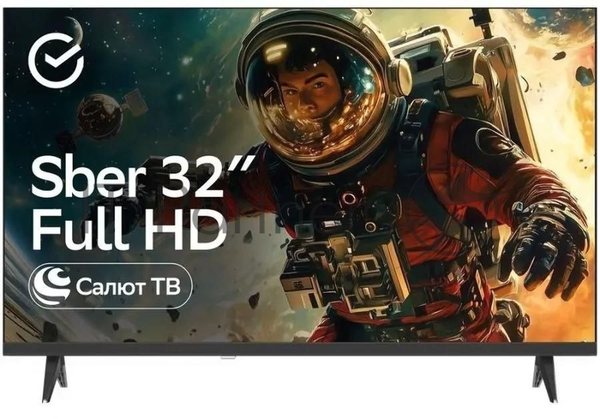 Телевизор Sber 32" SDX-32F3112 черный DLED FHD 60Hz Smart TV Салют ТВ