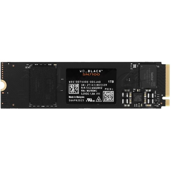 Накопитель SSD 1Tb WD черный SN7100, M.2 2280, PCI-E 3x4, R/W - 7250/6900 Mb/s 3D-NAND TLC