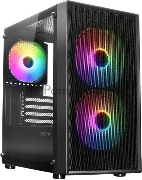 Компьютерный корпус XASTRA A305M 3FRGb Black mATX/Mesh/ tempered glass / 2x140мм + 1x120мм FRGb fans/ A305M-2FC14F-1FC12F
