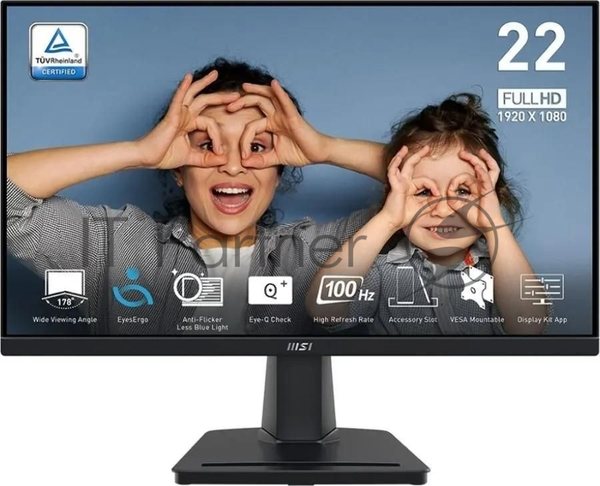 Монитор 21.5" MSI Pro MP225V VA 1920x1080, 100 Гц, 1 мс, 16:9, 300 кд/м², HDMI 1.4, VGA, 3.5 Jack, Adaptive-Sync, черный